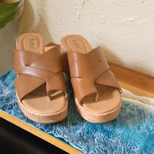 b.o.c. Women's Brown Cross-Strap Mules